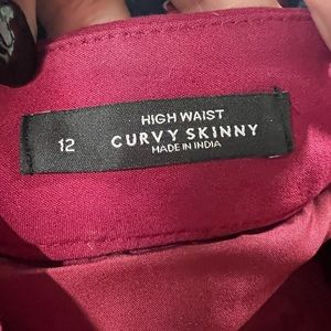 High Waist Curvy Skinny Trousers